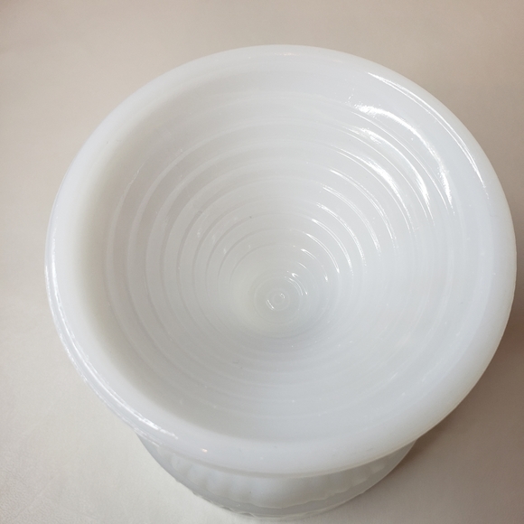 Vintage Milk Glass Pedestal Bowl White Footed Ribbed Planter Vase - Picture 12 of 12